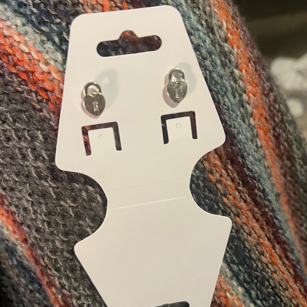 Silver Heart Lock Earrings